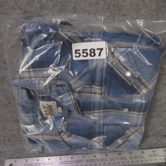 Ely Cattleman Shirt Boys Small Blue Plaid Western Pearl Snap Long Sleeve Cowboy - Picture 8 of 8